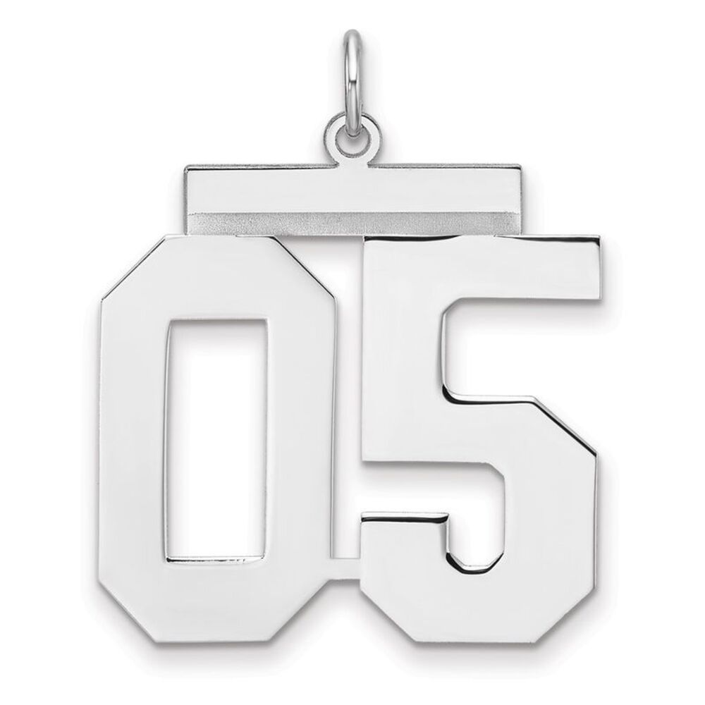 Sterling Silver, Athletic Collection, XL Polished Number 05 Pendant